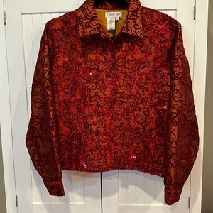 Cold Water Creek cropped jacket, red size petite large.
